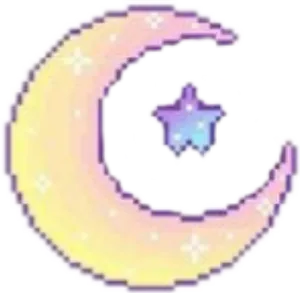 Pastel Crescent Moonwith Star PNG Image