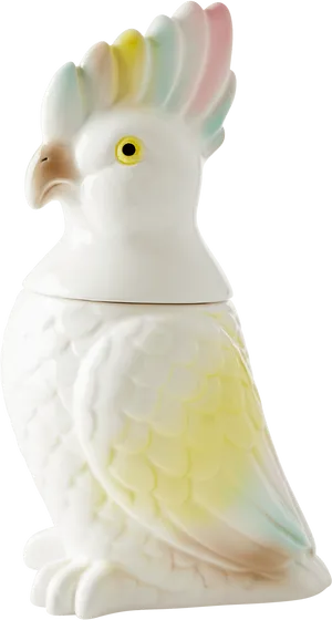 Pastel Crested Cockatoo Figurine PNG Image