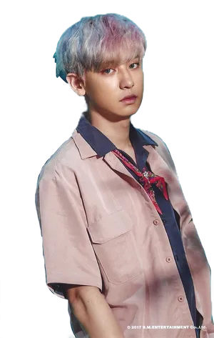 Pastel Haired Manin Pink Shirt PNG Image