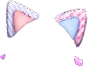 Pastel Plaid Cat Ears PNG Image