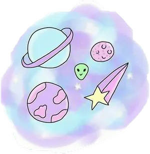 Pastel Space Doodles Kawaii PNG Image