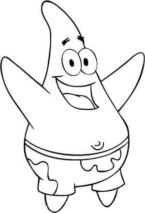 Patrick Star Cartoon Outline PNG Image