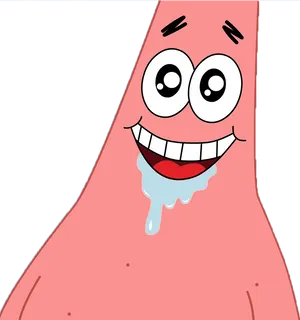 Patrick Star Drooling Cartoon PNG Image