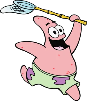 Patrick Star Joyful Net Swing PNG Image