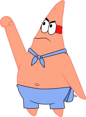 Patrick Star Raising Hand Illustration PNG Image