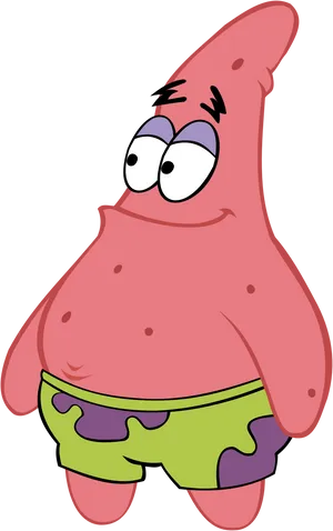 Patrick Star Standing Sponge Bob Cartoon PNG Image