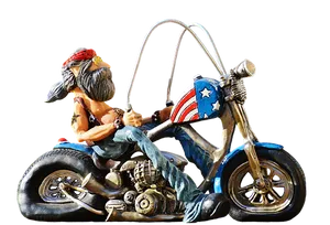 Patriotic Biker Figurine PNG Image