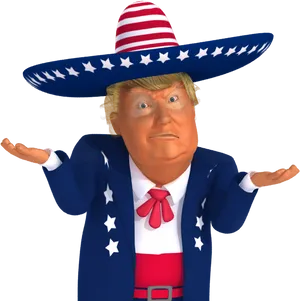 Patriotic Cartoon Figure Gesture PNG Image