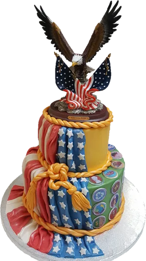 Patriotic Eagle Themed Cake PNG Image