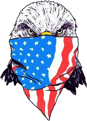 Patriotic Eagle Wearing American Flag Bandana PNG Image