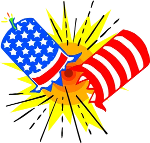 Patriotic Firecrackers Explosion PNG Image