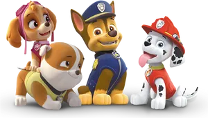 Paw Patrol Characters Chaseand Friends PNG Image