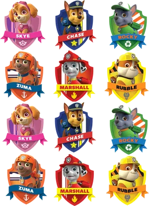 Paw Patrol Characters Shields PNG Image