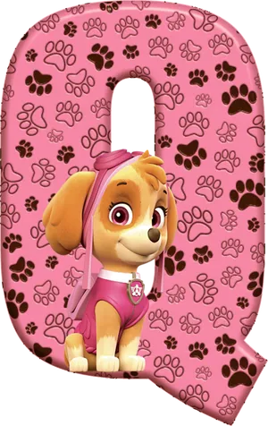 Paw Patrol Pink Pup Letter Q PNG Image