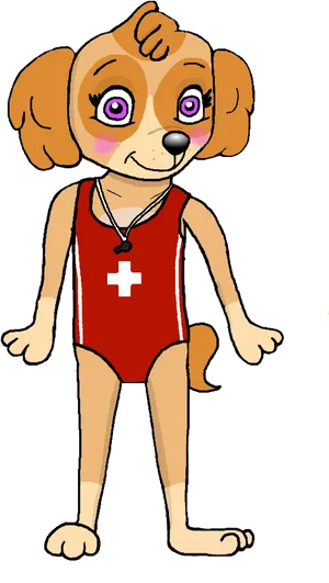 Paw Patrol Skyein Red Lifeguard Outfit PNG Image