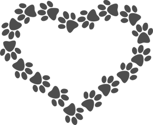 Paw Print Heart Shape PNG Image