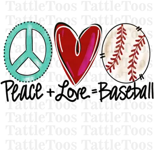 Peace Love Baseball Graphic PNG Image