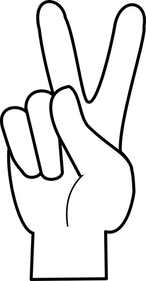 Peace Sign Hand Gesture Blackand White PNG Image