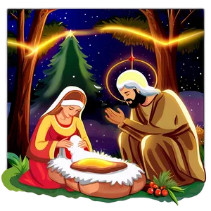 Peaceful Christmas Eve Nativity Scene Png Jqs74 PNG Image