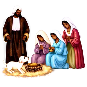 Peaceful Christmas Eve Nativity Scene Png Onh25 PNG Image