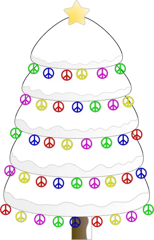 Peaceful Christmas Treewith Symbols PNG Image