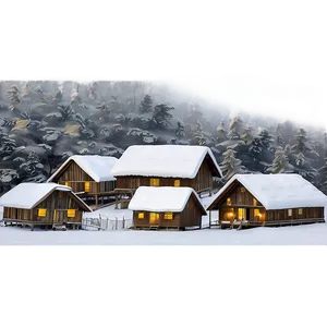 Peaceful Snowfall Village Png Gvy PNG Image