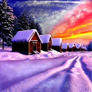 Peaceful Snowfall Village Png Gxc PNG Image