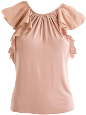 Peach Ruffle Sleeve Blouse PNG Image