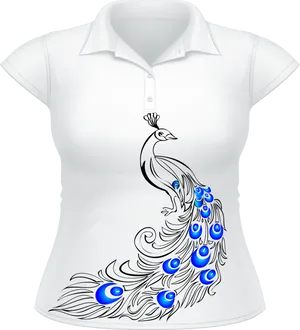 Peacock Feather Design Polo Shirt PNG Image