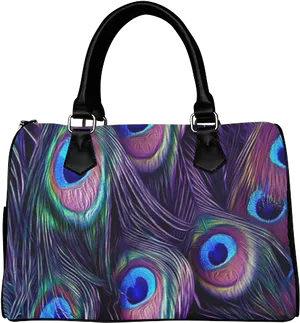 Peacock Feather Pattern Handbag PNG Image