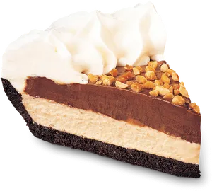 Peanut Butter Chocolate Pie Slice PNG Image