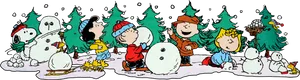 Peanuts Gang Celebrating Winter PNG Image