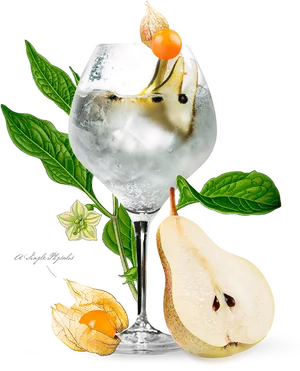 Pear Cocktail Artistic Composition PNG Image
