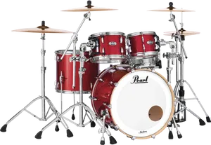 Pearl Masters Drum Set Red Finish PNG Image