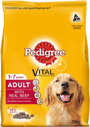 Pedigree Adult Dog Food With Real Beef20kg Bag PNG Image