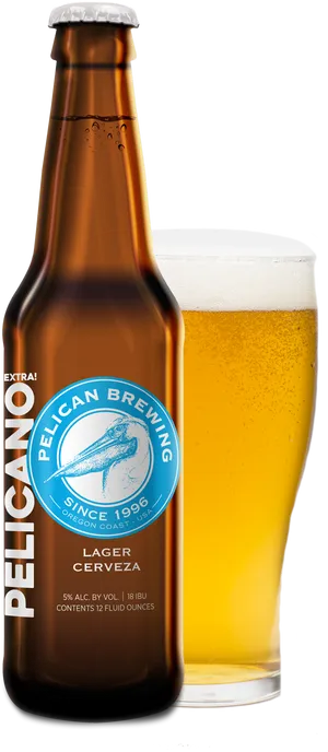 Pelican Brewing Lager Cerveza Bottleand Glass PNG Image