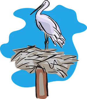 Pelican_ Perched_on_ Nest_ Vector PNG Image