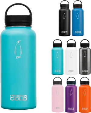 Penguin Cold Insulated Bottles Collection PNG Image