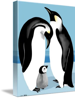 Penguin Family Canvas Art PNG Image