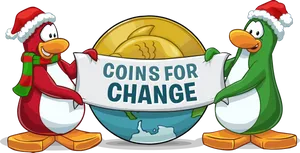 Penguins_ Coins_for_ Change_ Banner PNG Image