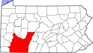 Pennsylvania County Map Highlighted Region PNG Image