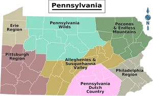 Pennsylvania Regions Map PNG Image