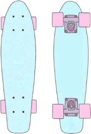 Penny Skateboard Blue Pink Wheels PNG Image