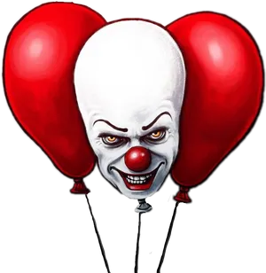 Pennywise Clownwith Balloons PNG Image