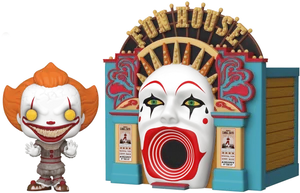 Pennywise Figurineand Funhouse Entrance PNG Image