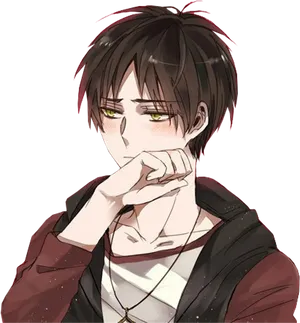 Pensive Anime Boy Artwork PNG Image