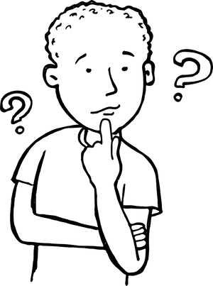 Pensive Manwith Question Marks PNG Image