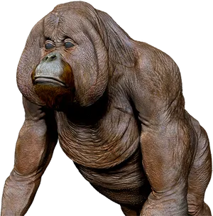 Pensive Orangutan Sculpture PNG Image