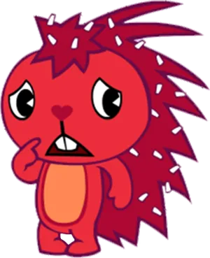 Pensive Red Creature Cartoon PNG Image