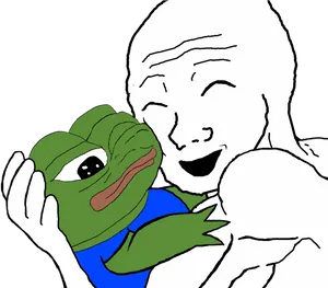 Pepethe Frog Comfortedby Wojak PNG Image